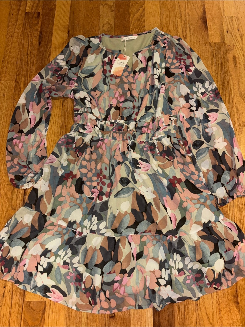 Simplee Apparel Multicolor Floral Tiered Long-Sleeve Dress